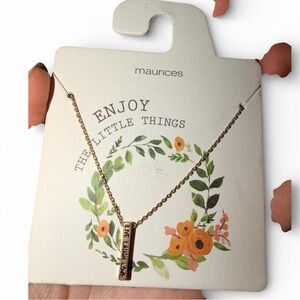 MAURICE’S Gold-Tone Bar Pendant Necklace “Live Laugh Love" engraved BRAND NEW